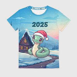 Женская футболка Новый год змейка 2025