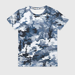 Футболка женская Камуфляж серо синий, цвет: 3D-принт