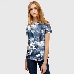 Футболка женская Камуфляж серо синий, цвет: 3D-принт — фото 2