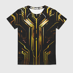 Женская футболка Золотые полосы на чёрном фоне