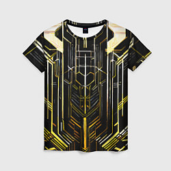 Женская футболка Gold lines on a black background