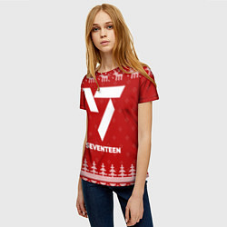 Футболка женская Новогодний Seventeen с оленями, цвет: 3D-принт — фото 2
