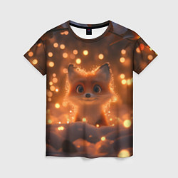 Женская футболка Лисичка в желтых огоньках