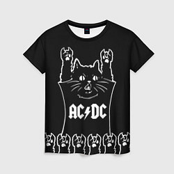 Футболка женская AC DC: cat rock, цвет: 3D-принт