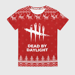 Женская футболка Новогодний Dead by Daylight с оленями