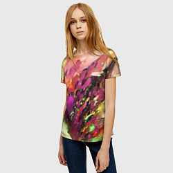 Футболка женская Красно-жёлтая абстракция, цвет: 3D-принт — фото 2