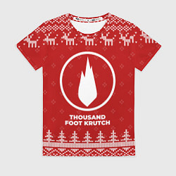 Женская футболка Новогодний Thousand Foot Krutch с оленями