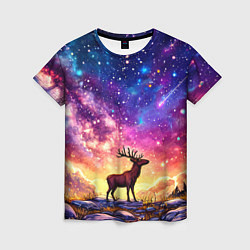 Женская футболка Лось и звездное небо