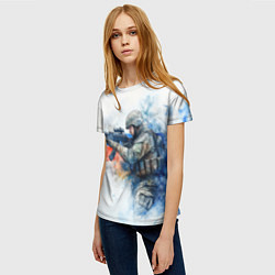 Футболка женская Русский солдат и флаг России, цвет: 3D-принт — фото 2
