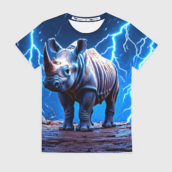 Футболка женская Носорог в разрядах молнии, цвет: 3D-принт