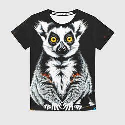 Женская футболка Лемур на черном