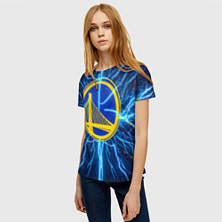 Футболка женская Голден Стэйт Уорриорз в разрядах молнии, цвет: 3D-принт — фото 2