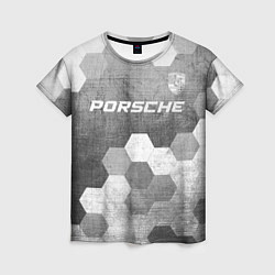 Женская футболка Porsche - grey gradient посередине