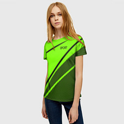 Футболка женская Sport ярко-зелёный с чёрным точечный, цвет: 3D-принт — фото 2