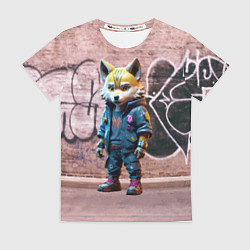 Футболка женская Уличный лисёнок на своём районе, цвет: 3D-принт