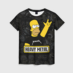 Футболка женская Heavy metal Гомер симпсон, цвет: 3D-принт