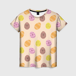 Женская футболка Пасха цветные яйца