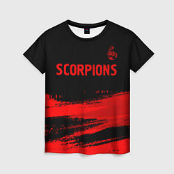 Женская футболка Scorpions - red gradient посередине