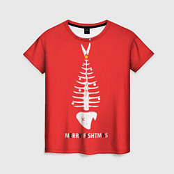 Женская футболка Merry Christmas - skeleton fish