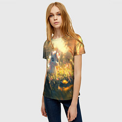 Футболка женская Белая маленькая единорожка, цвет: 3D-принт — фото 2