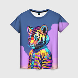 Женская футболка Cool tiger cub - pop art