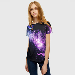 Футболка женская Фиолетово-синяя абстрактная волна, цвет: 3D-принт — фото 2