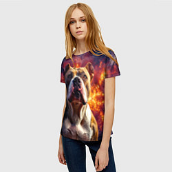 Футболка женская Американский булль в космосе, цвет: 3D-принт — фото 2
