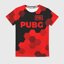 Женская футболка PUBG - red gradient посередине