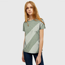 Футболка женская Светлый серо-зелёный абстрактный, цвет: 3D-принт — фото 2