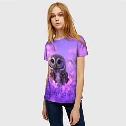 Футболка женская Сова в фиолетовых цветах, цвет: 3D-принт — фото 2