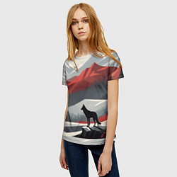 Футболка женская Лиса и красные горы, цвет: 3D-принт — фото 2