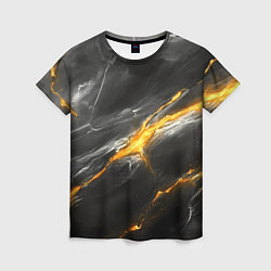 Женская футболка Серая текстура с золотым разломом