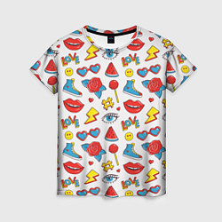 Женская футболка Паттерн с яркими молодежными стикерами