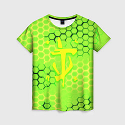 Футболка женская Doom кислотные соты лого, цвет: 3D-принт