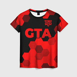 Женская футболка GTA - red gradient посередине