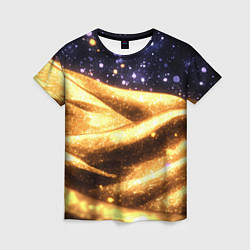 Женская футболка Золотая текстура и синее небо