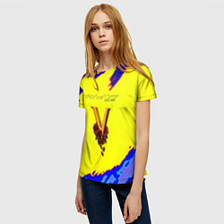 Футболка женская Cyberpunk краски неоновые, цвет: 3D-принт — фото 2