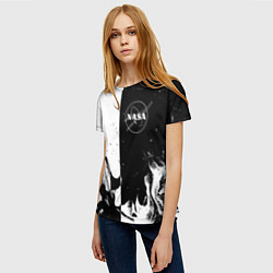 Футболка женская Nasa черно белый огонь, цвет: 3D-принт — фото 2