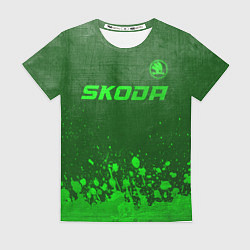 Женская футболка Skoda - green gradient посередине
