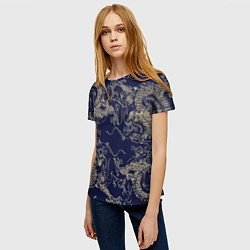 Футболка женская Золотые драконы на синем, цвет: 3D-принт — фото 2