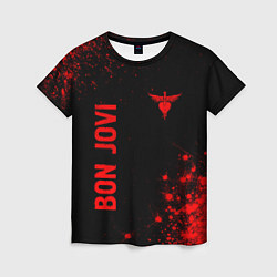 Футболка женская Bon Jovi - red gradient вертикально, цвет: 3D-принт