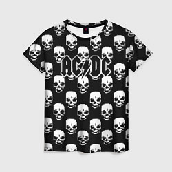 Футболка женская AC DC rock skull, цвет: 3D-принт