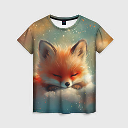 Футболка женская Лисенок спит на облаке, цвет: 3D-принт