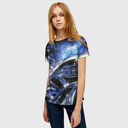 Футболка женская Закрученные линии и звезды - космическая абстракци, цвет: 3D-принт — фото 2