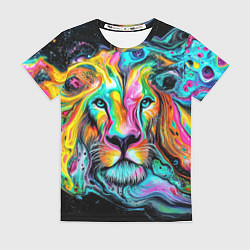 Футболка женская Абстрактная морда льва - яркие психоделические цве, цвет: 3D-принт