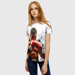 Футболка женская Тайский боксер на белом, цвет: 3D-принт — фото 2