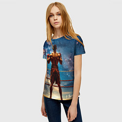 Футболка женская Тайский боксер в космосе, цвет: 3D-принт — фото 2