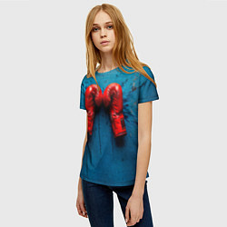 Футболка женская Бойцовские перчатки на синем, цвет: 3D-принт — фото 2