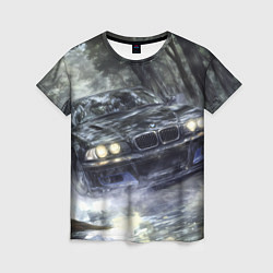Женская футболка БМВ брызги из под колес