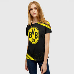 Футболка женская Borussia полосы, цвет: 3D-принт — фото 2
